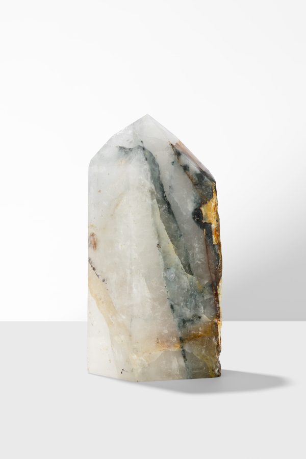 Blue Tourmaline (Blue Tara) and Calcite mosaic inclusions