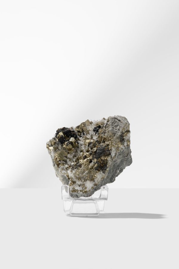 Golden Pyrite Cube, Galena, Quartz & Calcite Specimen