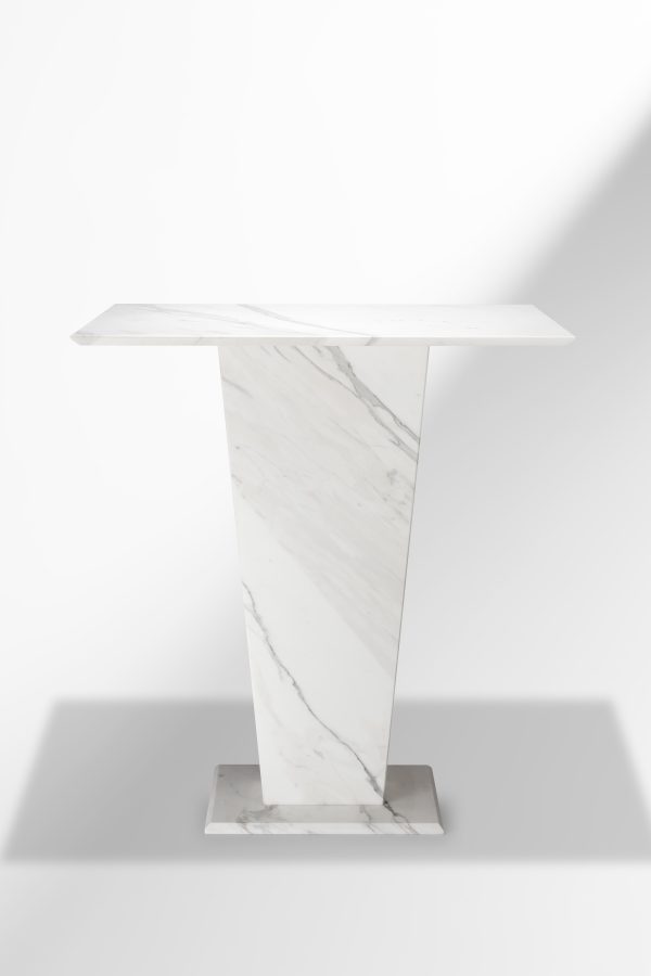 Pair of bespoke Calacatta Borghini Hall tables